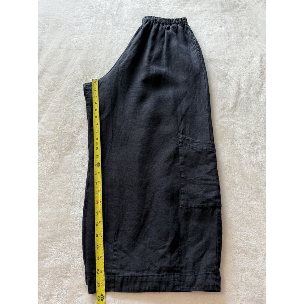 Bryn Walker 100% Linen Pants Women’s M Black Wide Leg Lagenlook Pull On Cropped - Picture 15 of 15